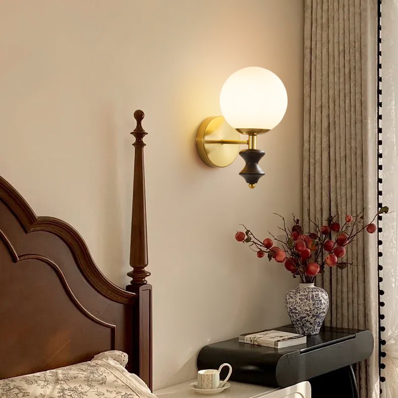 Elodie Globe Wall Sconce — Modern Brass & Glass Wall Light for Bedroom, Living Room