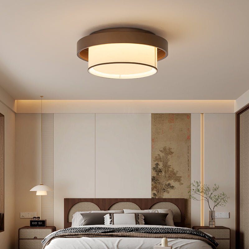 Auralyn Ceiling Light – Layered Fabric Flush Mount in Bronze