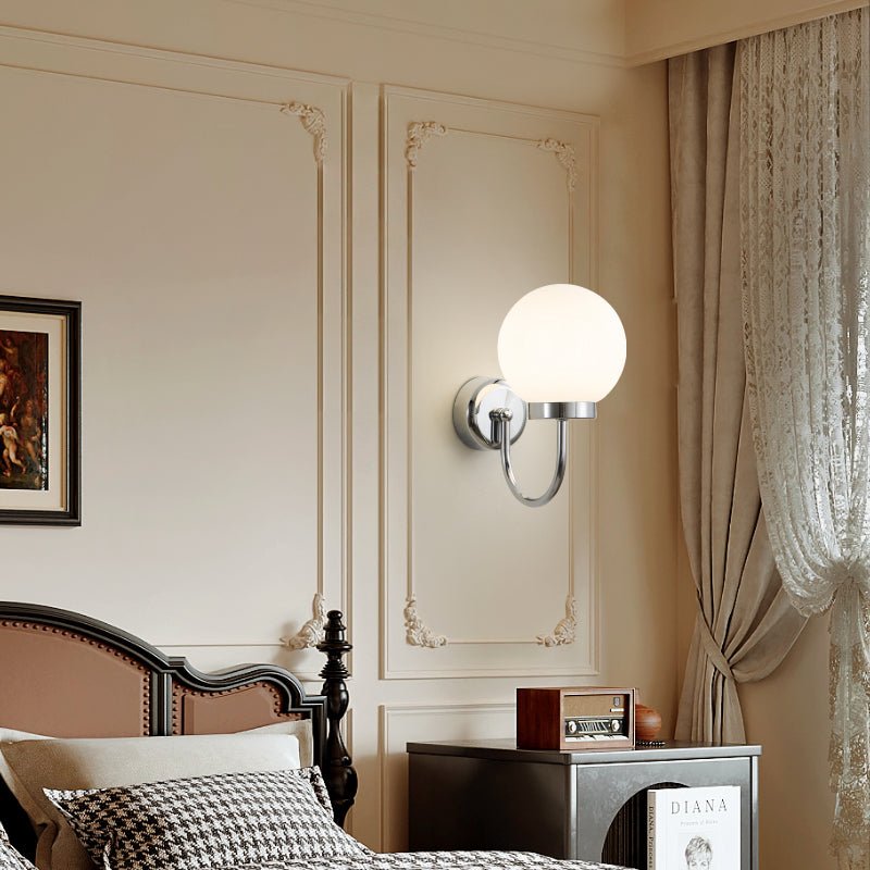 Clara Chrome Wall Sconce – Modern Minimalist Globe Light for Bedroom & Hallway