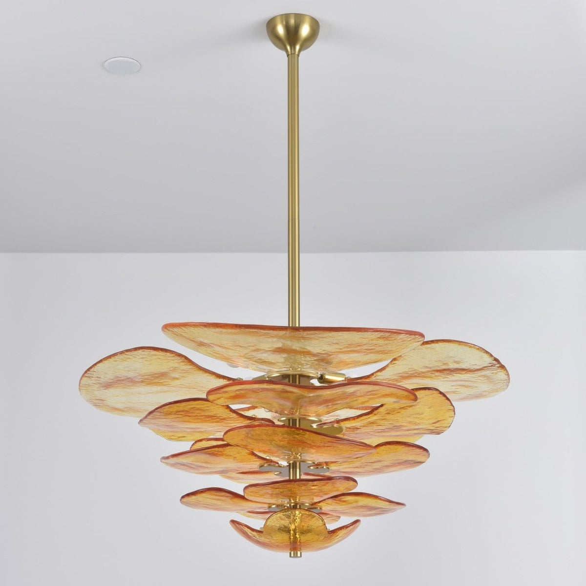 Petals Glass Chandelier – Hand-Blown Art Glass Pendant Light in Gold