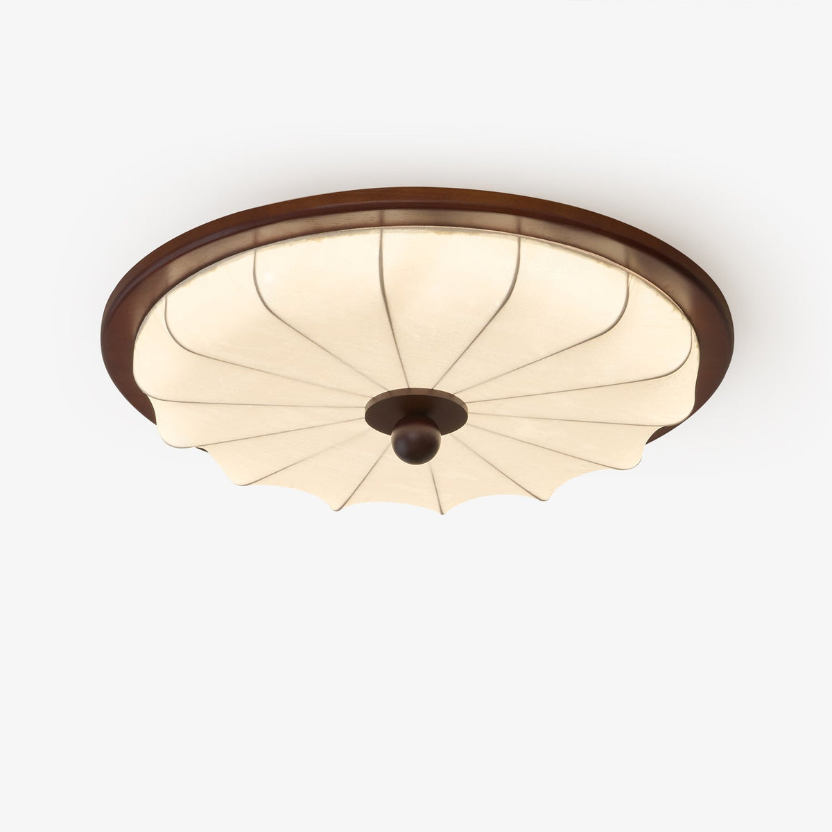 Seraphyne Flush Mount Ceiling Light in Walnut and Fabric