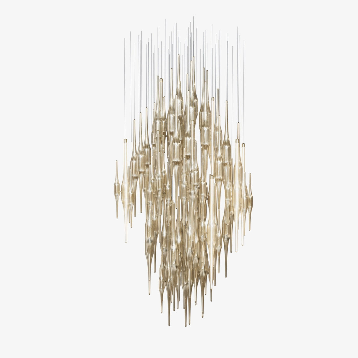 Vitara Glass Drop Chandelier — Amber Gothic LED Pendant