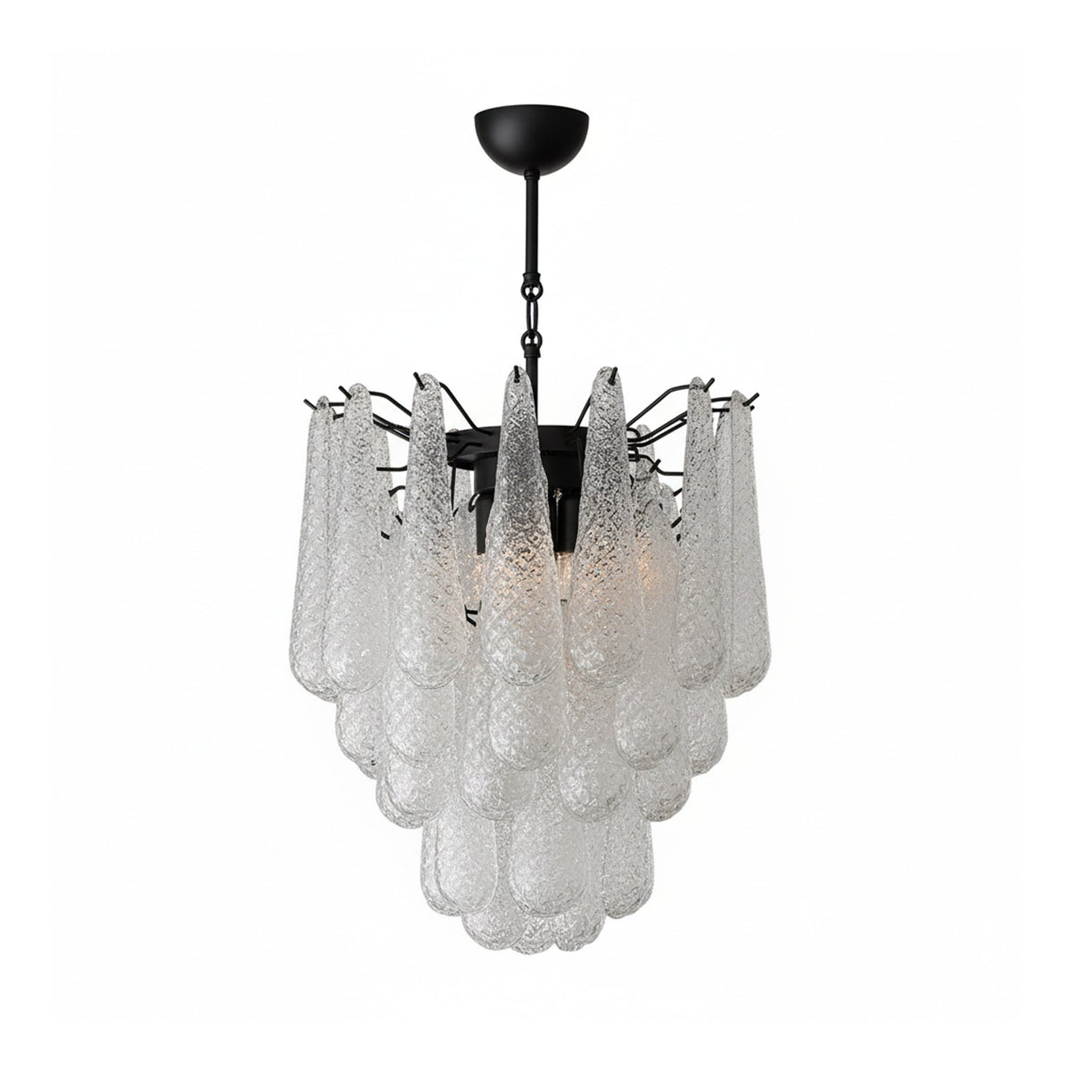 Viola Drop Chandelier – Hand-Blown Murano Glass Pendant Light in Gold Finish