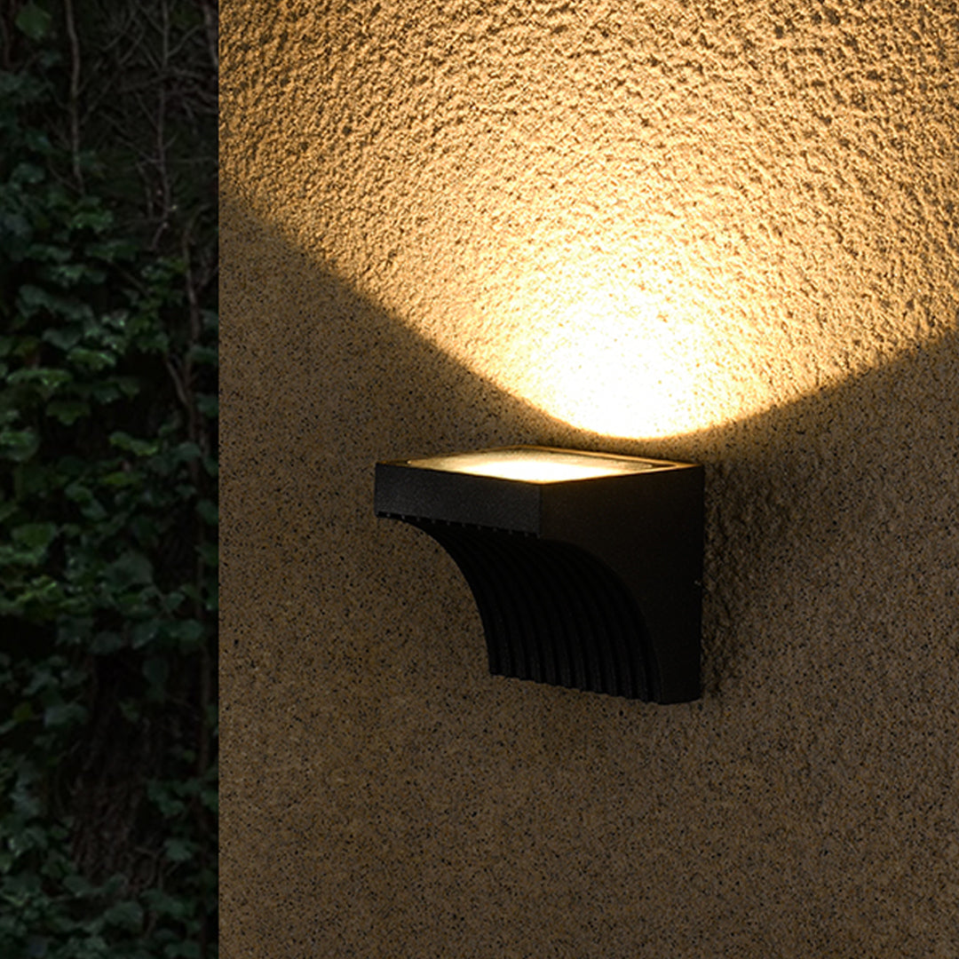 Geometric Outdoor Wall Sconce with Directional LED Light