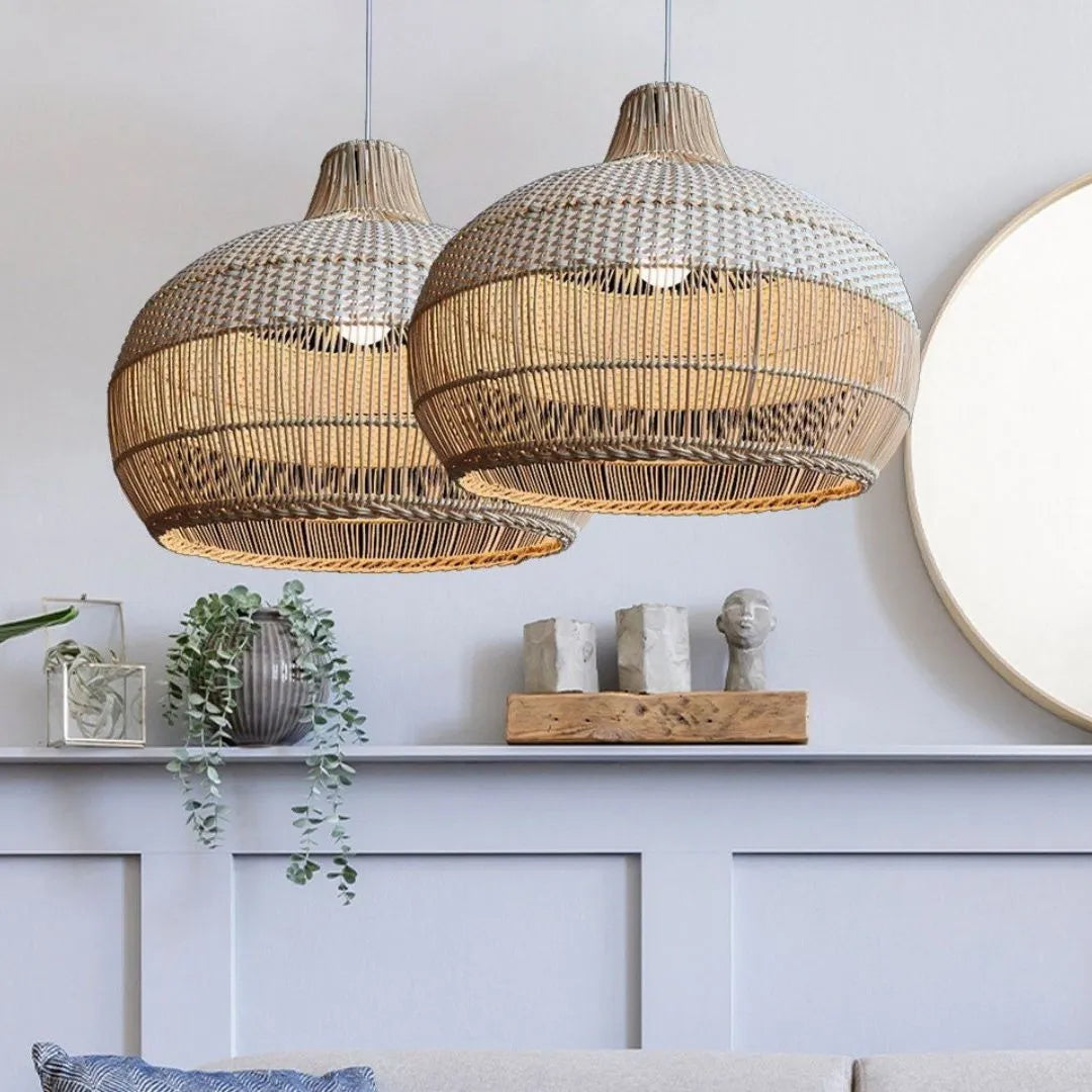 Natural Wicker Island Hanging Light