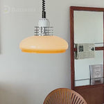 Round Glass Cream Retractable 3 Step Dimming Retro Nordic Pendant Lights