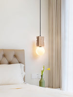 Terra Orb Pendant Light in Yellow Travertine with Opal Glass Globe