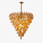 Amber Empire Chandelier — Hand-Blown Faceted Glass, Gold Brass Frame