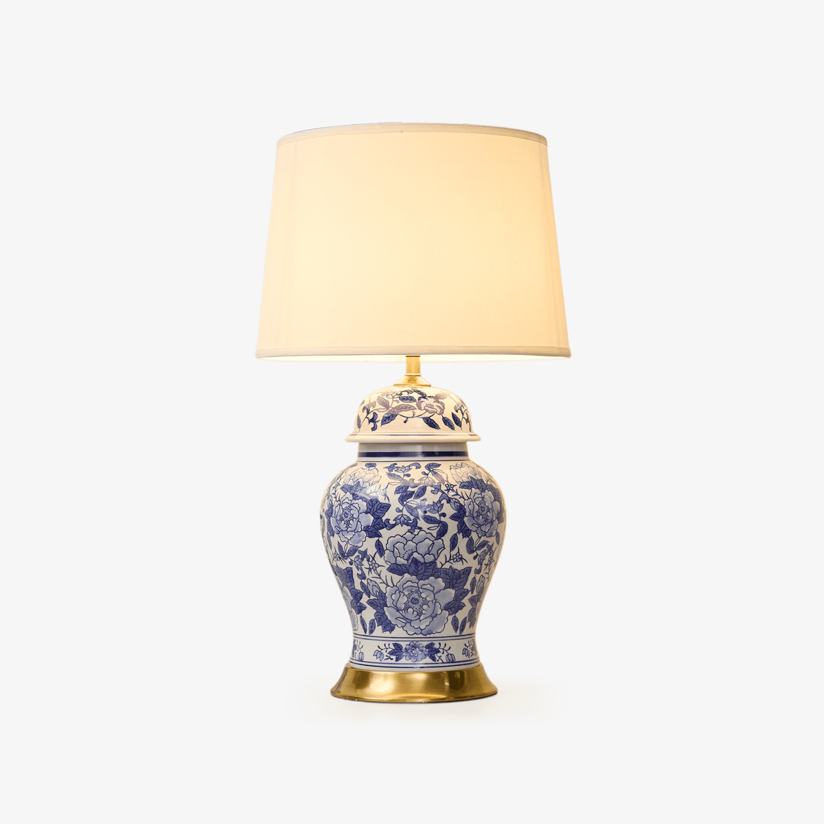 Peony Porcelain Jar Table Lamp with Fabric Shade