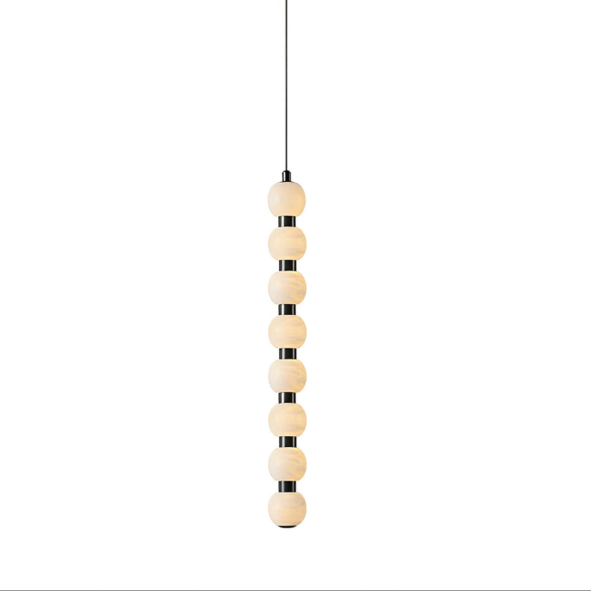 Orbique Alabaster Pendant Light – Modern Vertical LED Chandelier