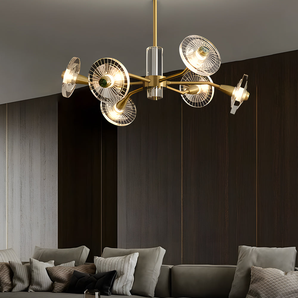 6 8 Lights Flowers Crystal 3 Step Dimming Copper Post Modern Chandelier
