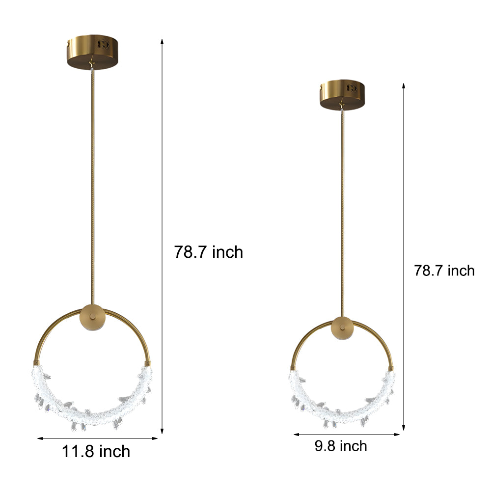 Dia 9 11 Ring Led Crystal Small Bedside Pendant Lights Hanging Lamp