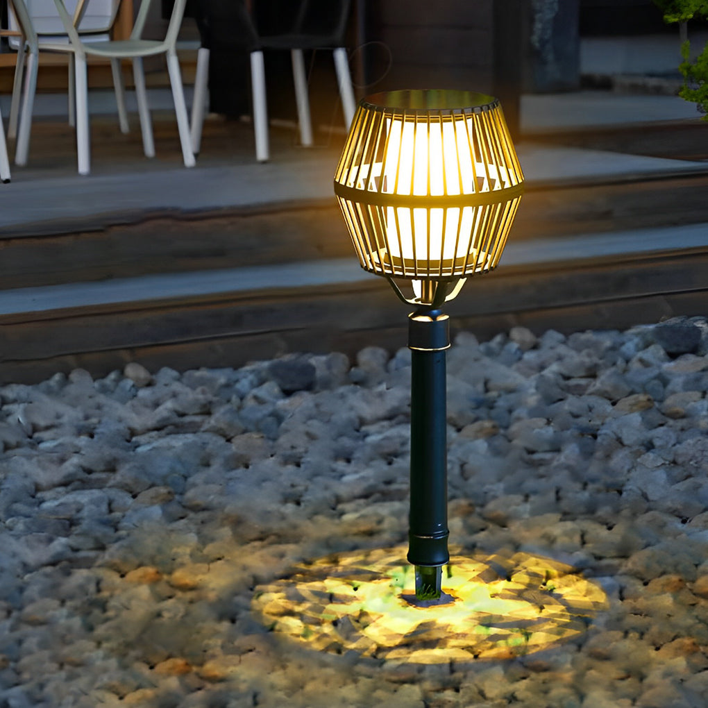 Matte Black Solar Caged Lantern for Modern Outdoor Spaces