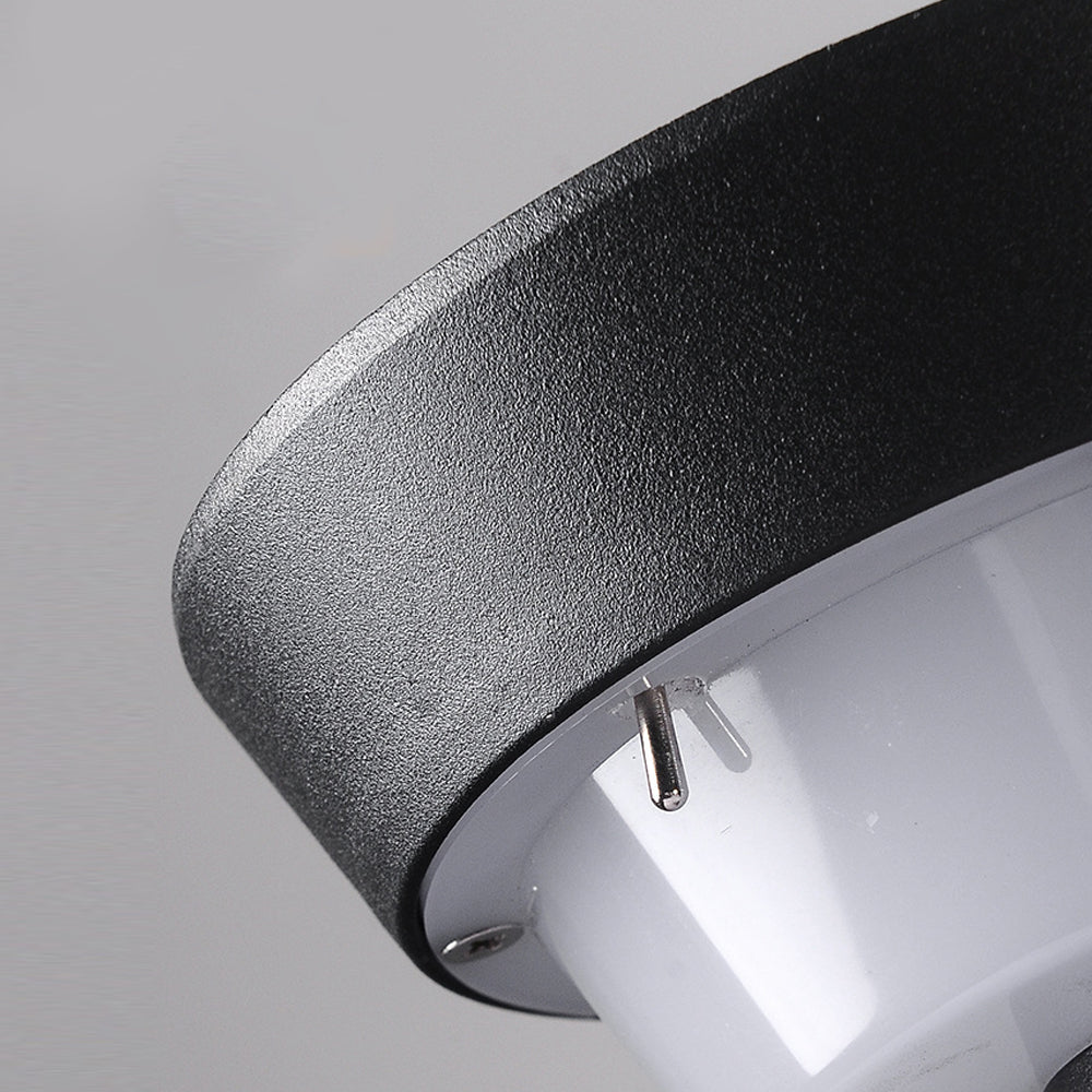 Modern Black Round Led Solar Outdoor Path Light With Stake Garden Bollard Light