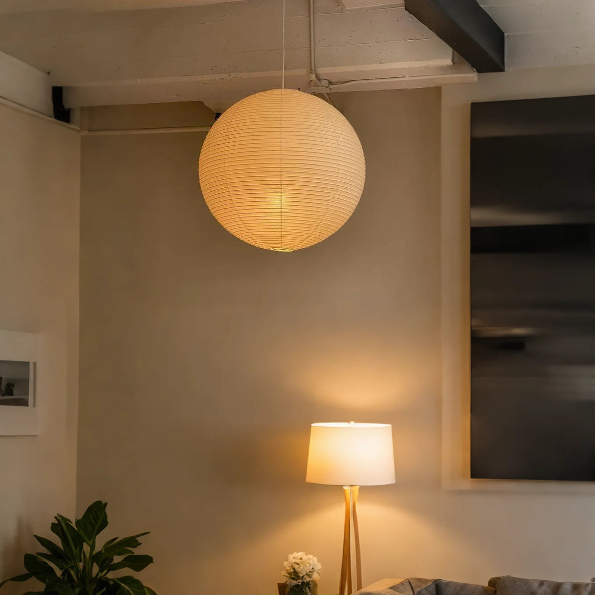 Large Paper Lantern Cage Chandelier