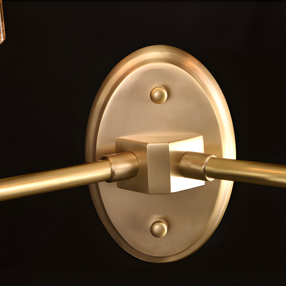 Luxury Copper Armed Crystal Wall Light Modern 1 2 Light Sconce