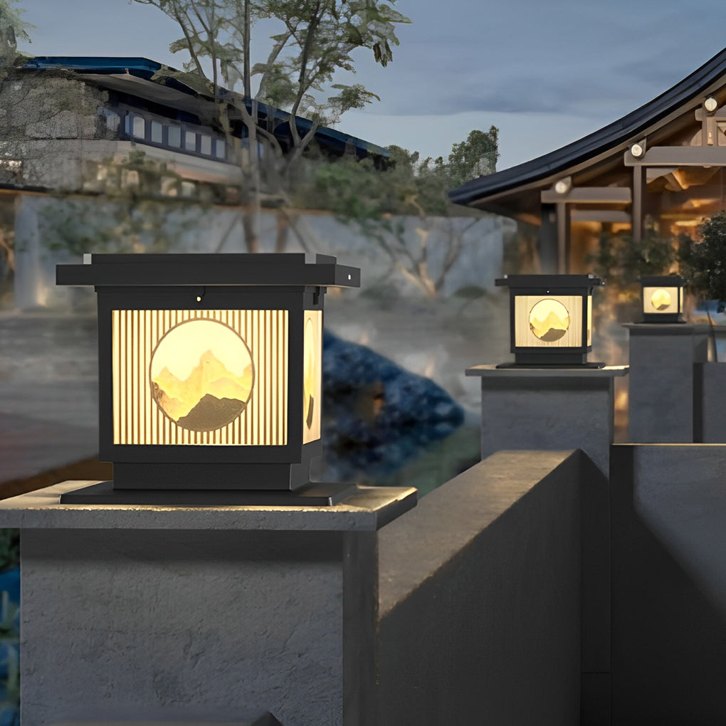 Mountain Scenery Solar Post Caps Light Ha085041