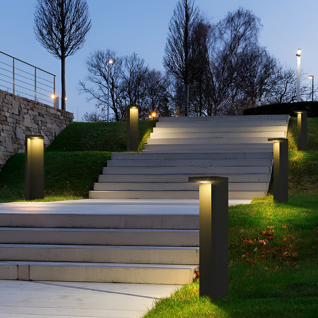 Modern Outdoor Path Light with Half-Cut Rectangular Design in Gray, LED 4.5W, IP54 Waterproof