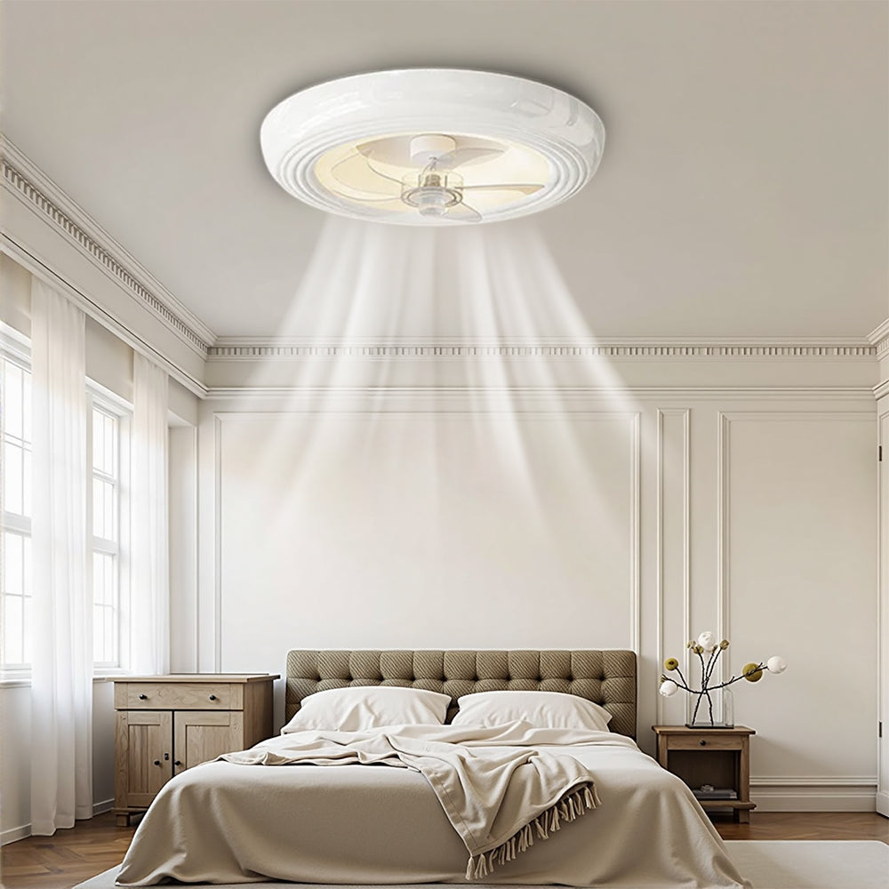 Macaron Simple Stylish Bedroom Ceiling Fan With Led Lights