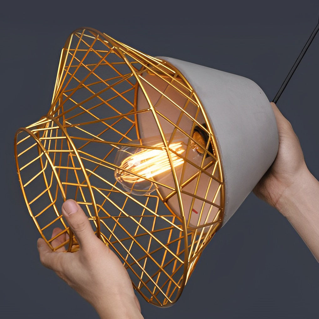 Cement Iron Cage Retro Pendant Light Li002289
