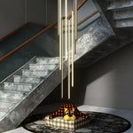 Modern Spiral Multi Strip Chandelier For Staircases