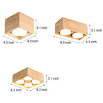 1 2 4 Light Square Wood Cube Spotlight Led Flush Mount Light