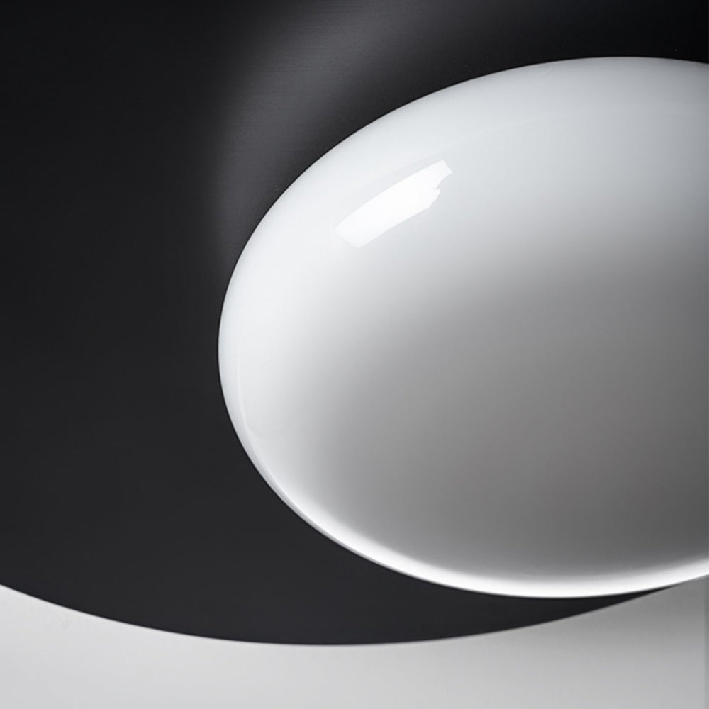 1 Light Led Oval Metal White Glass Flush Mount Ceiling Light