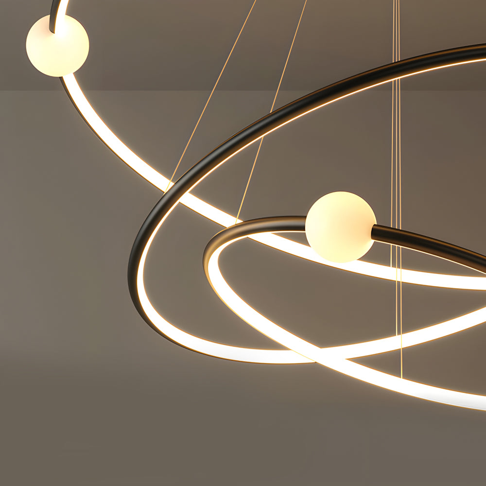 White Black Circular Pendant Lamp Dimmable Led Rings Chandelier
