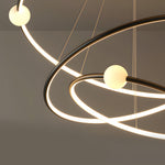 White Black Circular Pendant Lamp Dimmable Led Rings Chandelier