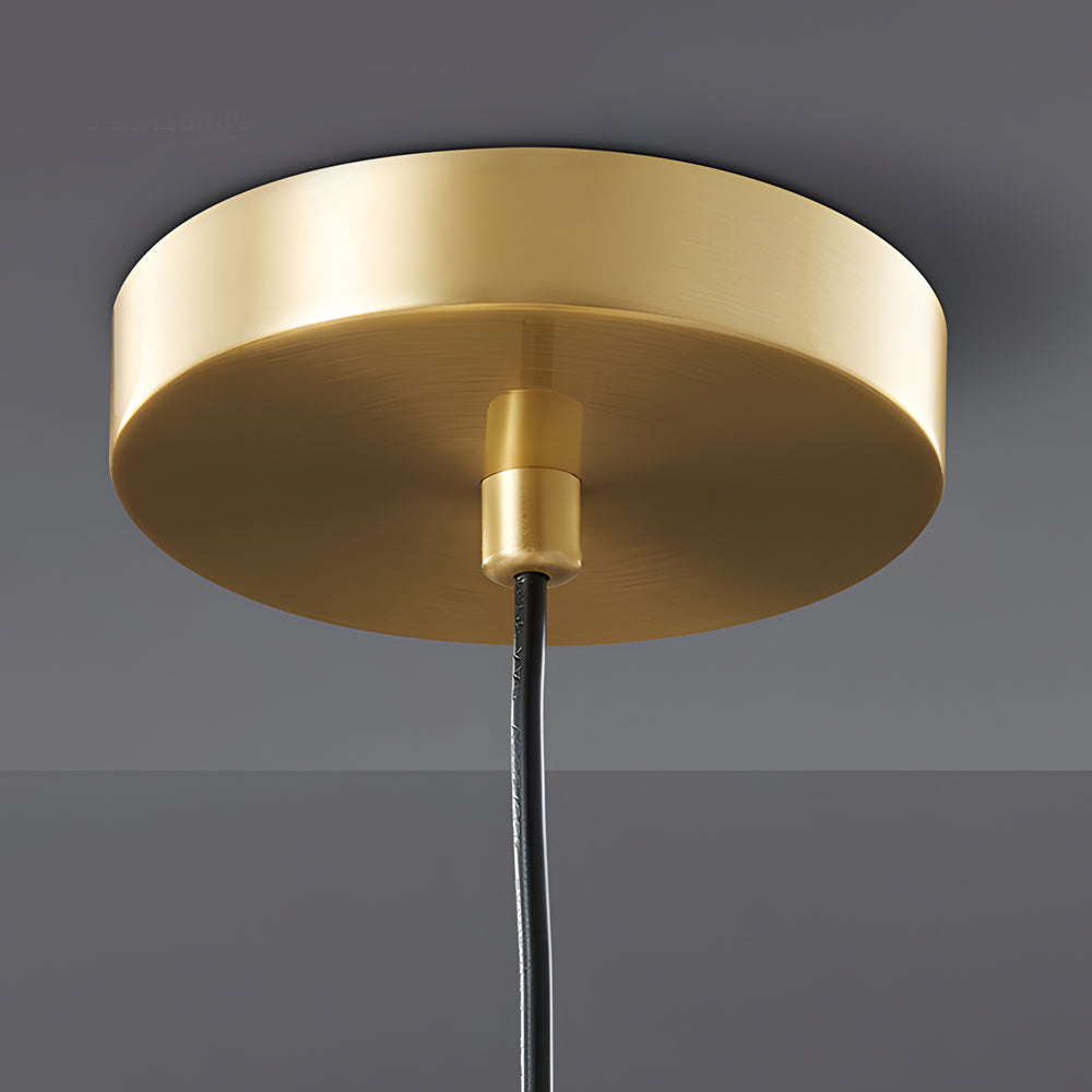 1 Light Mid Century Brass Flared Pendant Light With White Glass Shade