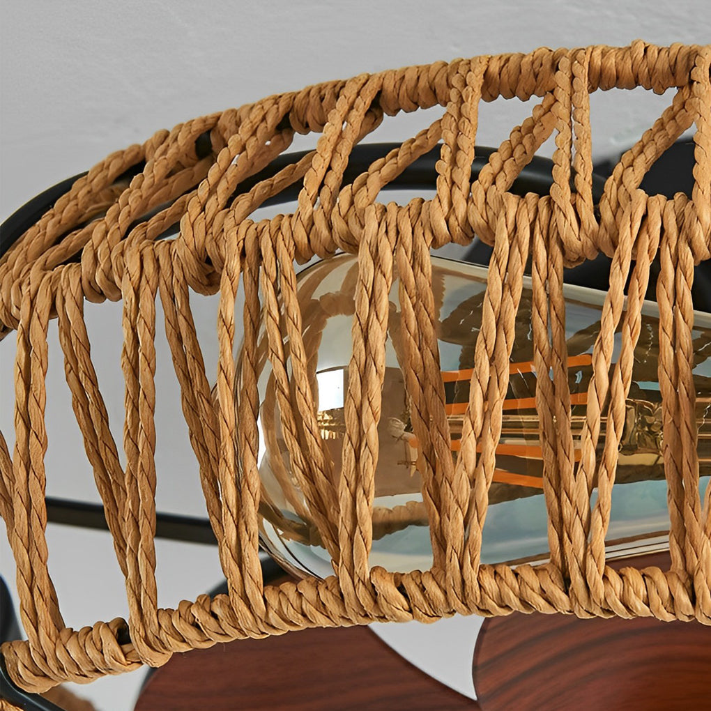 Rattan Industrial Style Ceiling Fan Lamp Ha079284