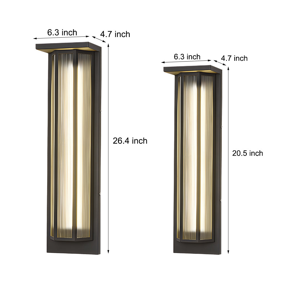 Black Rectangular Transparent Acrylic Led Outdoor Wall Lights