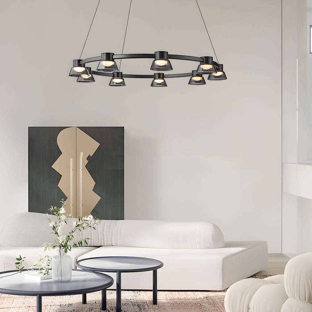 Ring Led Pendant With Smoke Gray Glass Shades