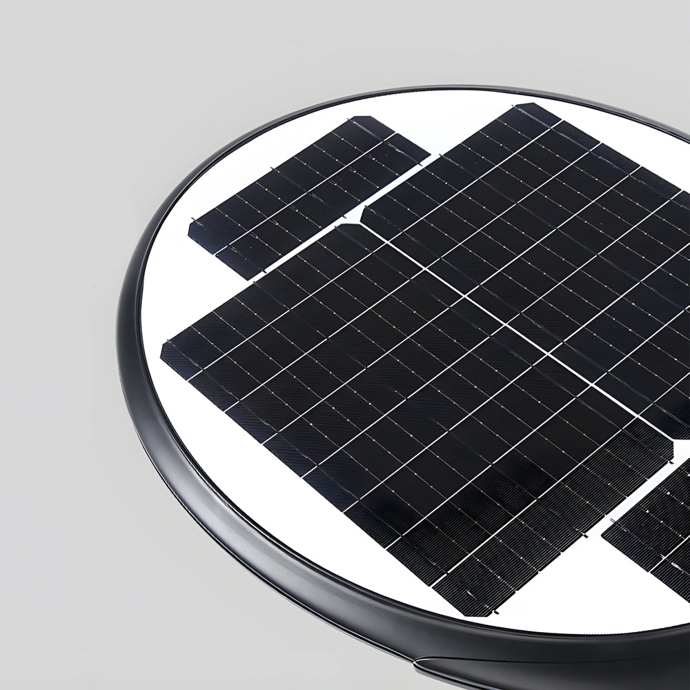 Black Round Modern Outdoor Led Solar Post Street Light