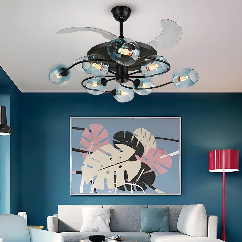 41 In 4 Blades Ceiling Fan Lights With 6 8 Light Glass Shades Remote Control