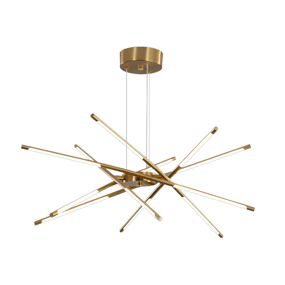 Modern Stepless Dimming Long Strip Sputnik Led Chandelier Gold Black Gold