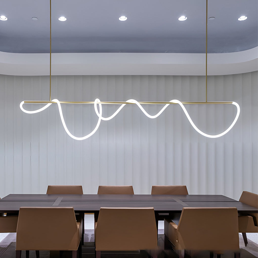 Modern LED Chandelier in Gold Finish with Flexible Metal Frame