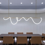 Modern LED Chandelier in Gold Finish with Flexible Metal Frame