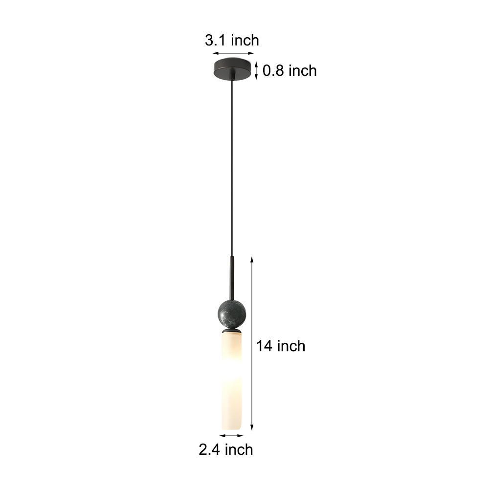 Vertical Marble Cylinder 1 Light Pendant Light Modern Hanging Lamp