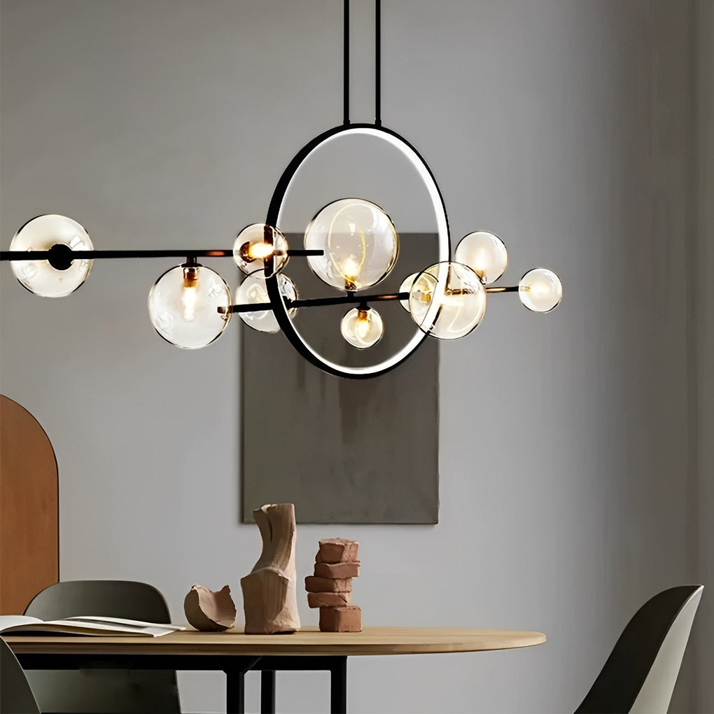 Modern Black Glass Bubble LED Chandelier for Dining Room and Kitchen Island