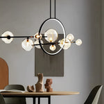 Modern Black Glass Bubble LED Chandelier for Dining Room and Kitchen Island