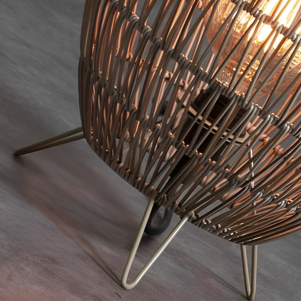 Handwoven Rattan Oval Floor Lamp for Outdoor Living Spaces