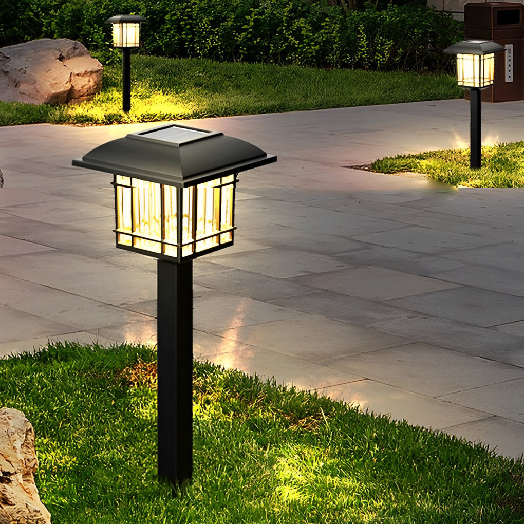 2Pcs Vintage Black Solar Lawn Lights Ha083002