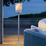 Rotating Stainless Steel Outdoor Floor Lamp with Vertical Slats