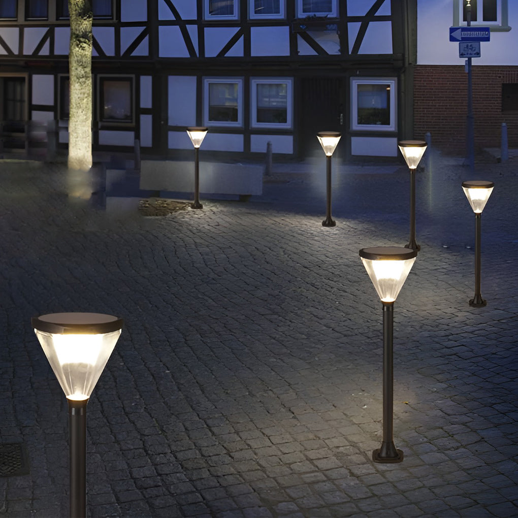 Cone Solar Path Light in Black Aluminum for Modern Landscapes