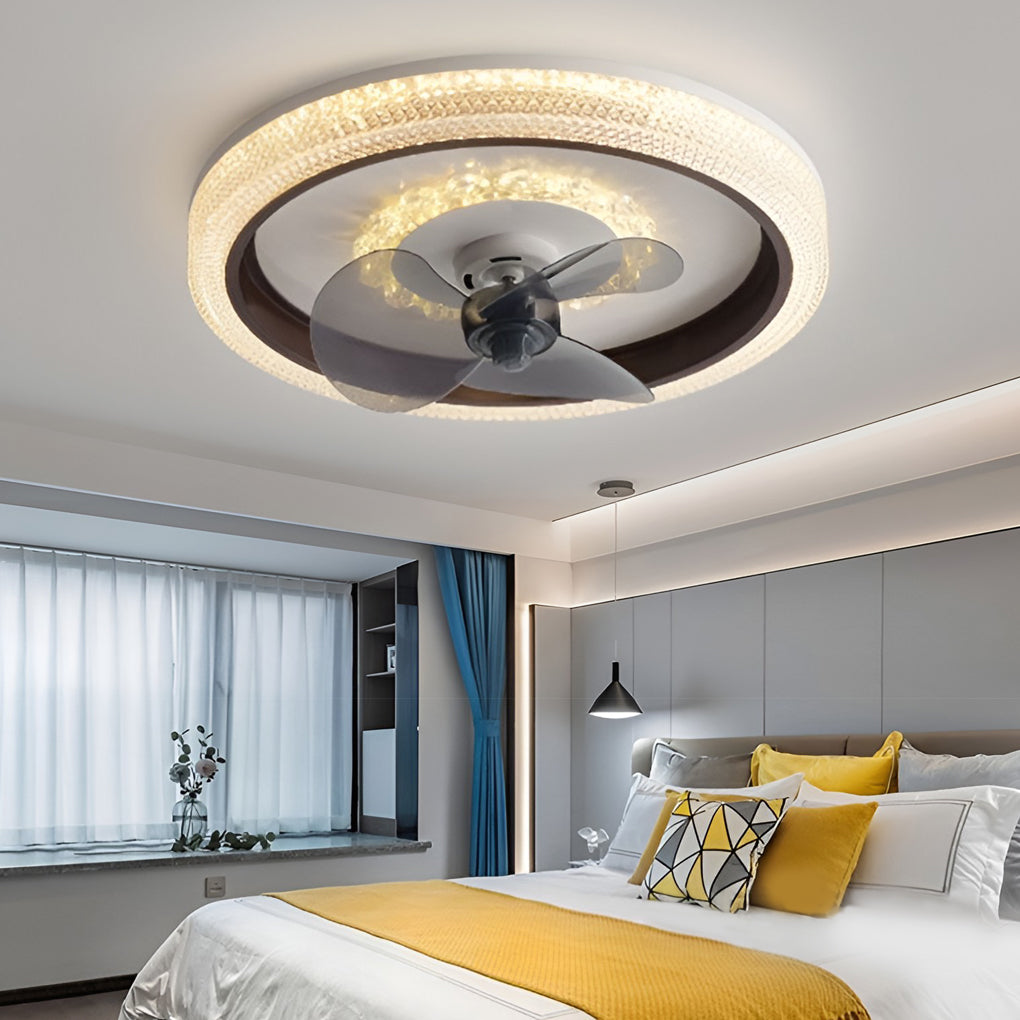 Round Muted 360 Rotatable Stepless Dimming Led Modern Ceiling Fan Light