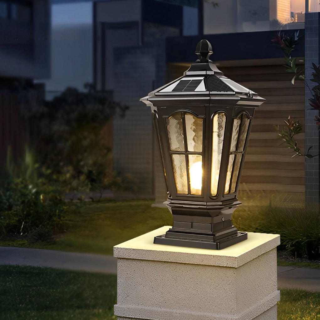 Retro Pavilion Shape Solar Powered Fence Post Light Ha080207