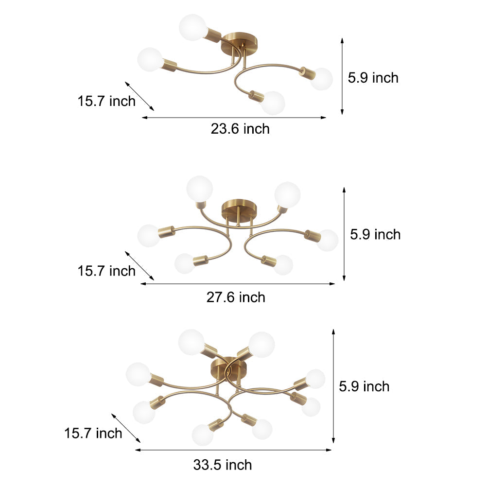 4 6 8 Light Curved Arms White Shade Modern Ceiling Light Fixture