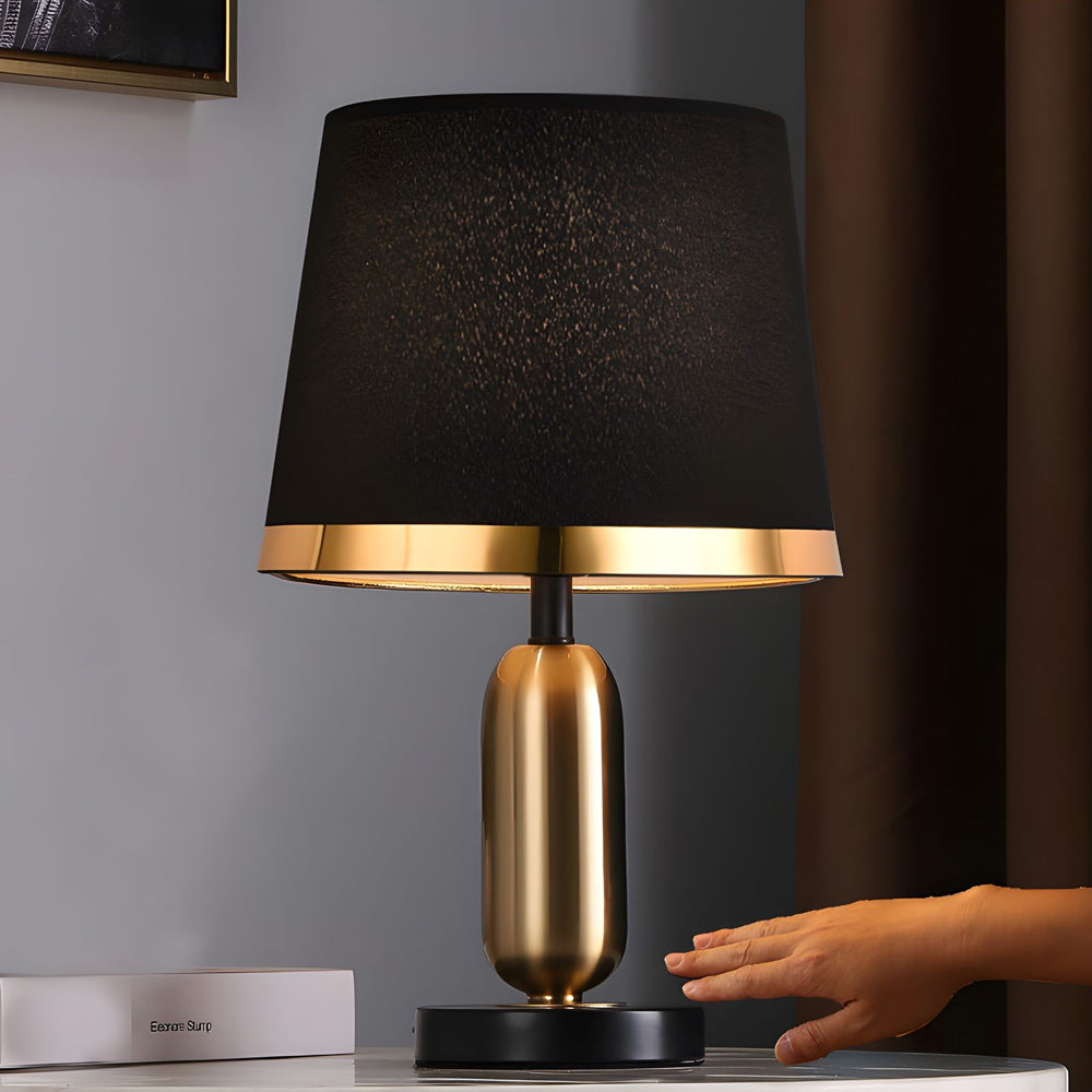 Vintage White Black And Mid Century Modern Brass Table Lamp