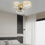 Square Round Rings Three Step Dimming Led Silent Modern Ceiling Fans Lamp